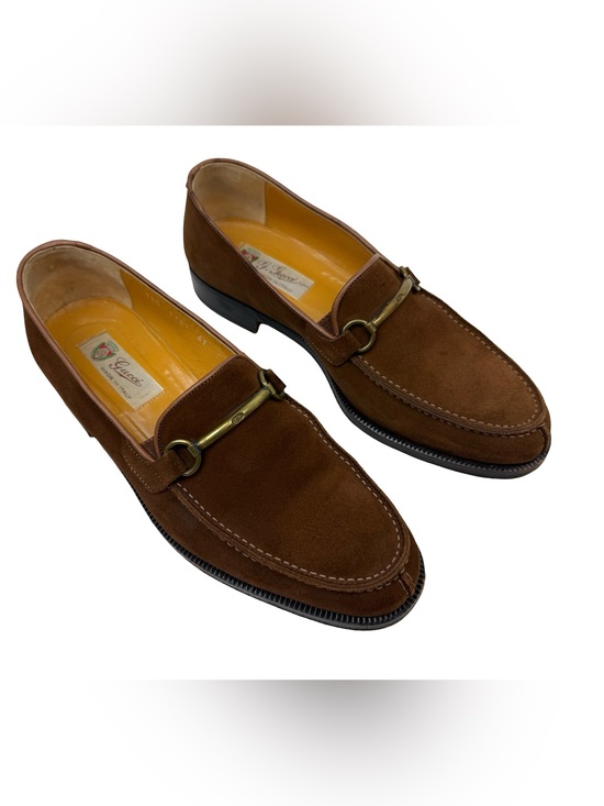 Gucci | Shoes | Vintage Gucci Horsebit Loafers Brown Suede Leather